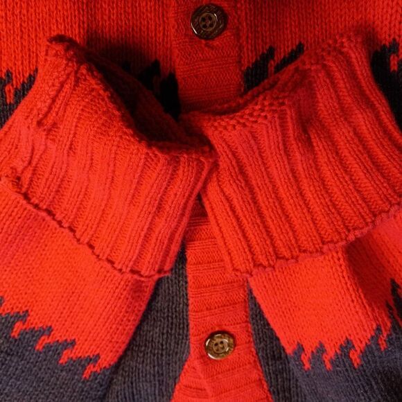 Vintage Oscar de la Renta Sport Blue/Red Southwestern Sweater Cottagecore Chic - Picture 8 of 13